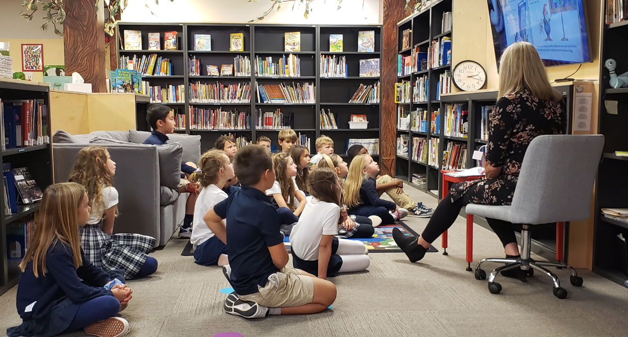 Photo of Lighthouse students in library